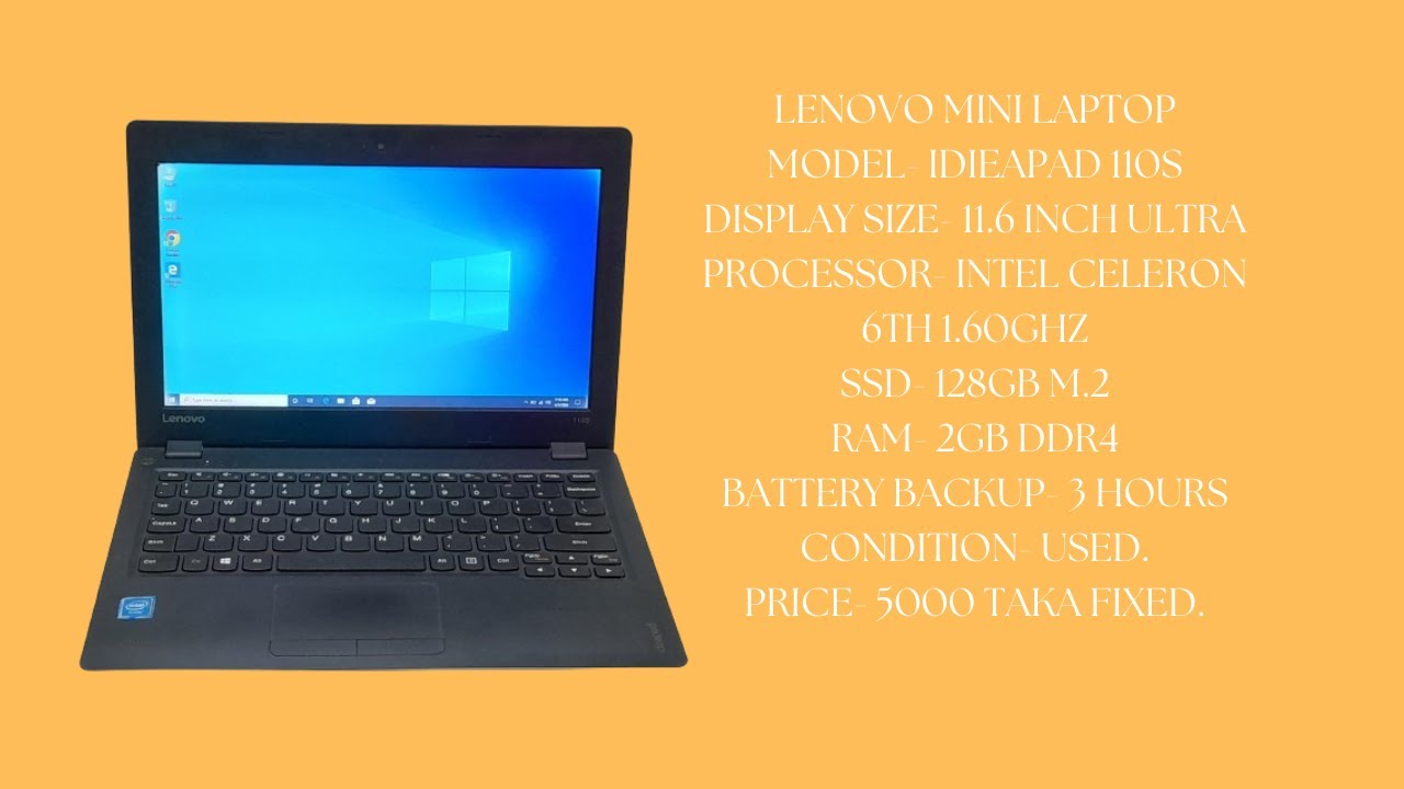 Lenovo Celeron 6th Gen-Used Mini laptop-128GB M.2 SSD-2GB Ram - YouTube