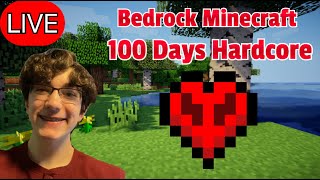 🔴LIVE 100 Days - Bedrock Hardcore Minecraft!!