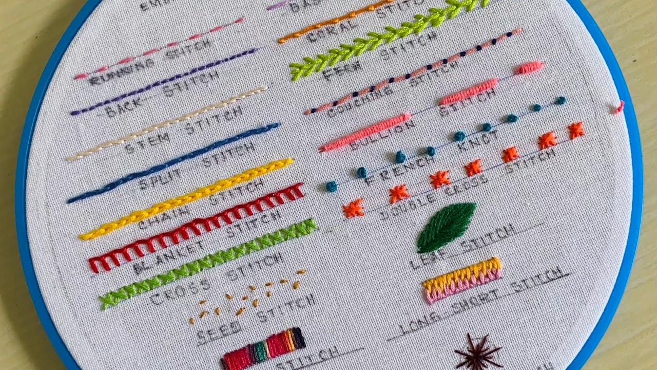 Basic Stitches Examples 20 basic stitches in 2 minutes - YouTube