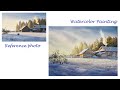 Painting a Realistic winter landscape painting in watercolors