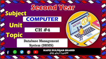 Inter Part-2 Computer Unit 01{Lecture No 6} Database Management System   #hafizzulfiqarshahid
