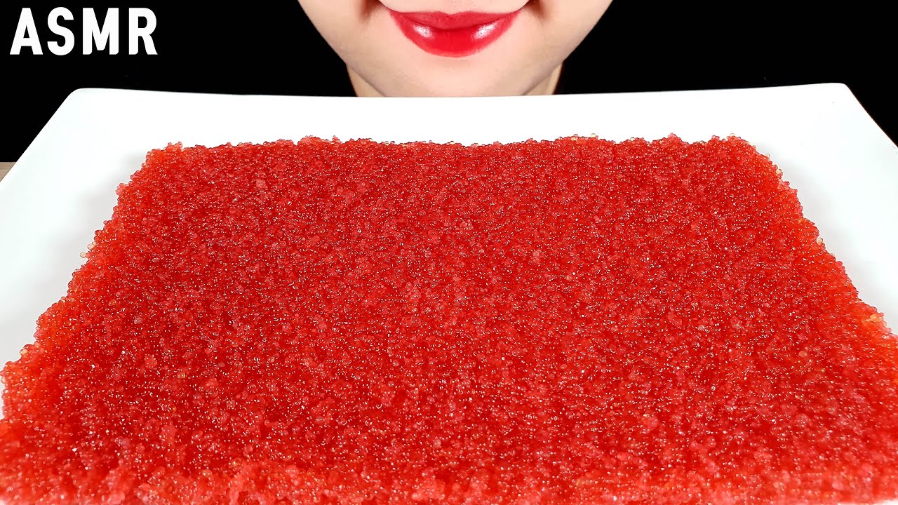 ASMR TOBIKO EGGS CRIMSON (FLYING FISH ROE) 진홍색 날치알 먹방Eating Sounds Mukbang No Talking