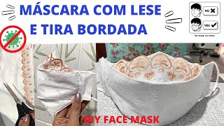 MÁSCARA 3D COM LESE E BORDADO INGLÊS How to make A FACE MASK