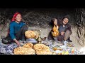 Old style cooking in the cave  old lovers living in a cave like 2000 years ago afghanistan village