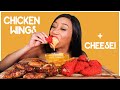 HOT CHEETO FRIED CHICKEN AND CHEESE WINGS + FRIES!