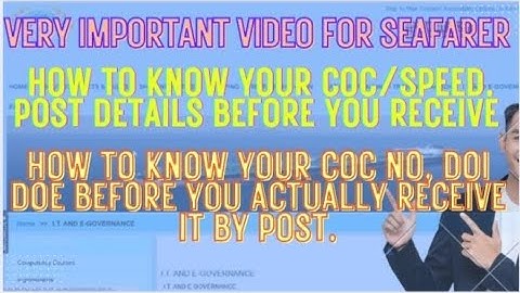 How to know ur COC no.before you recieve it?know COC Speed post tracking no/COC status/ Dg shipping 