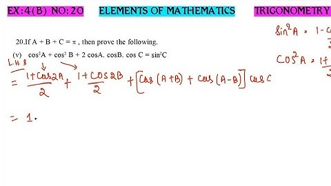 🔴Elements of mathematics |Exercise 4b number 20(V to IX) ||Trigonometry functions  Mishra
