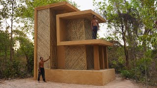 Update ! a Beautiful Bamboo House to Amazing 4-Story Private Mud Villages Design in forest