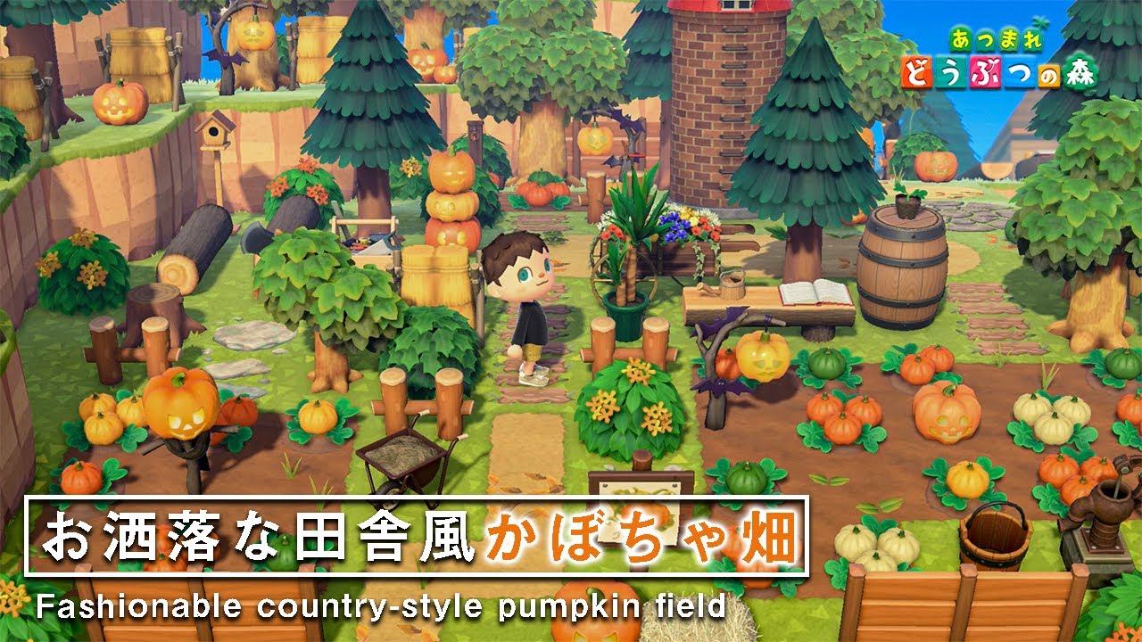 あつ森 おしゃれな田舎風のかぼちゃ畑作ってみた 島クリエイト あつまれどうぶつの森 Youtube