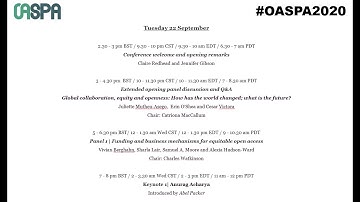 Extended opening panel discussion and Q&A - OASPA 2020  Tues Sep 22, 2020