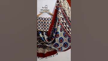 Modal Silk Ajrakh Top and Dupatta Handblock Printed Natural Dyed 9804594021 #ajrakh #ajrak