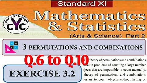 Exercise 3.2 (Q.6 to Q.10) | Permutations and combination | Chapter 3 | Class 11| Maths part 2 |