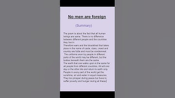 No Men are Foreign class 9 summary | #trending #cbse