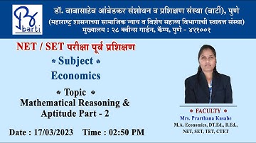 BARTI - NET/SET – Mathematical Reasoning & Aptitude - Part-2 By Asst. Prof. Prarthana Kasabe