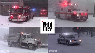 City of Boston Fire, EMS, Police, and Plows In Action During Winter Storm Niko