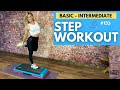 BASIC to INTERMEDIATE STEP Aerobics Workout Class 132 BPM #133