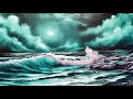 Simple Seascape Painting in Oil - Bob Ross style "phthalo wave"