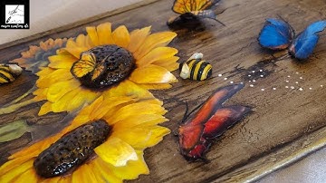 Decorate a Cutting Board with Sunflowers and Butterflies (Decoupage Tutorial) 🌻🦋🌻