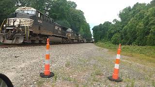 Norfolk Southern Intermodal Stack Train 24X, Again Ridiculously Short, At Belmont, NC 5-9-23.