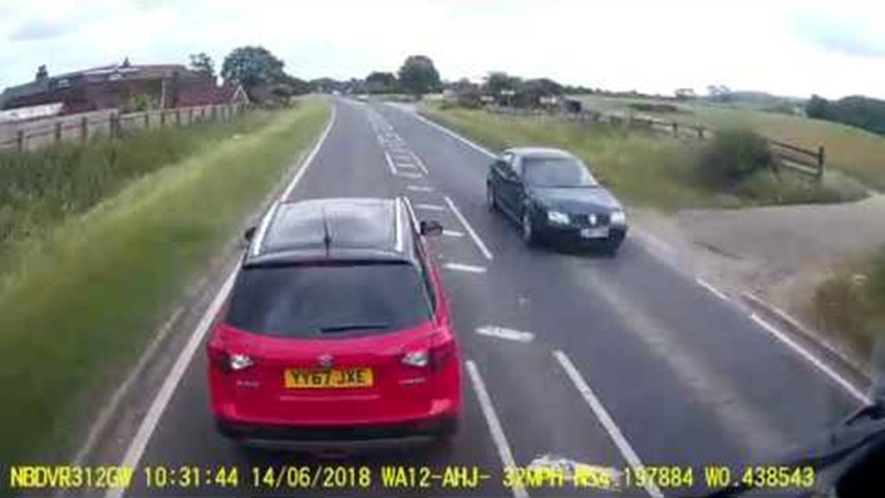 Car Pulls Out in Front of Truck and Brake Checks ViralHog YouTube