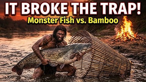 Primitive Survival: Building a Bamboo Fish Trap & Catch and Cook (ASMR)