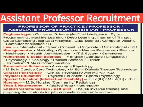 ASST PROFESSOR VACANCY 2024 I APPLY ONLINE I ALL STATES ALLOWED I NO FEE FOR ALL