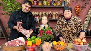 A SNOWY VILLAGE IN AZERBAIJAN! COOKING LAMB IN THE WOOD STOVE | UNIQUE DESSERT RECIPE WITH WALNUTS