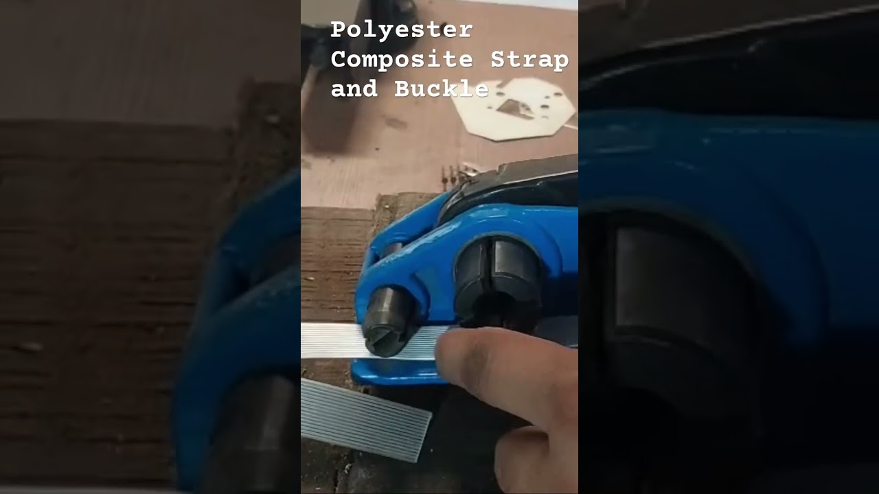 Strapping tool tutorial how to tie composite strap with buckles tightening and cutting 🗜️🔧