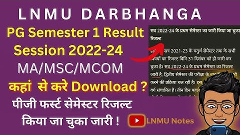 LNMU PG 1st semester Result Download Session  2022-24 MA/MSC/MCOM | Latest news