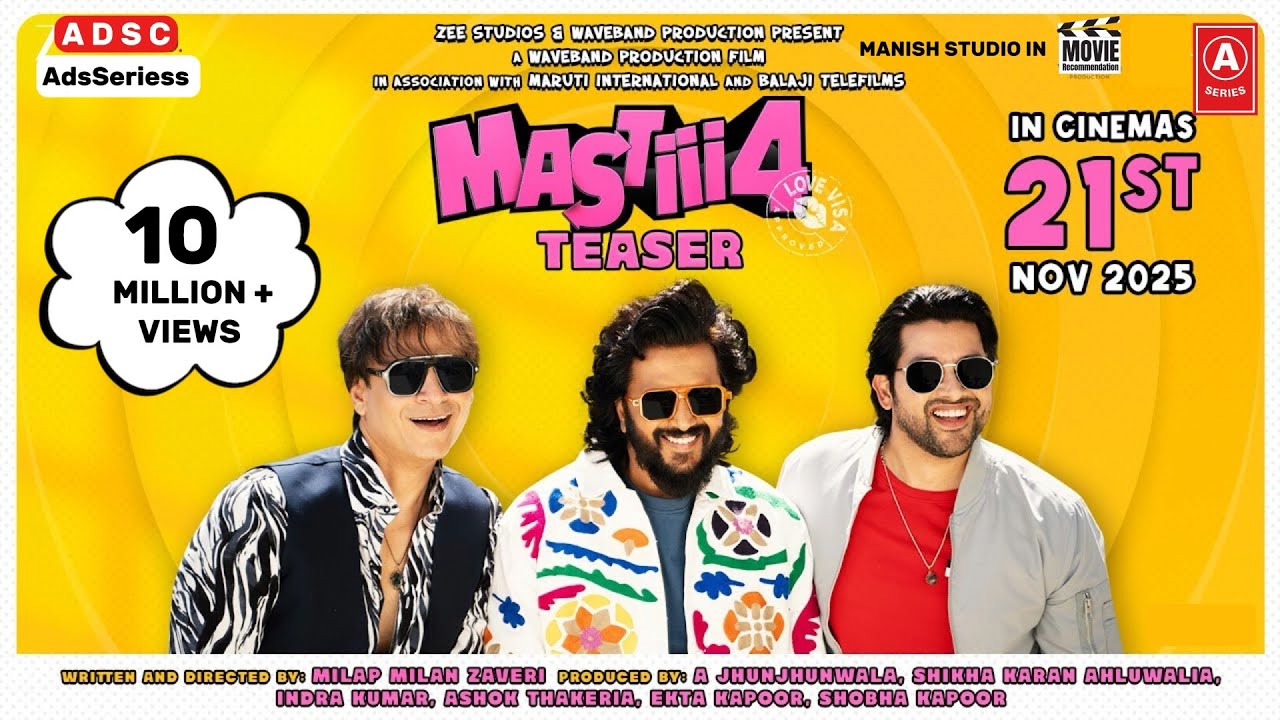 MASTI 4 - OFFICIAL TEASER | Riteish Deshmukh, Vivek Oberoi, Aftab Shivdasani | ADSC | 