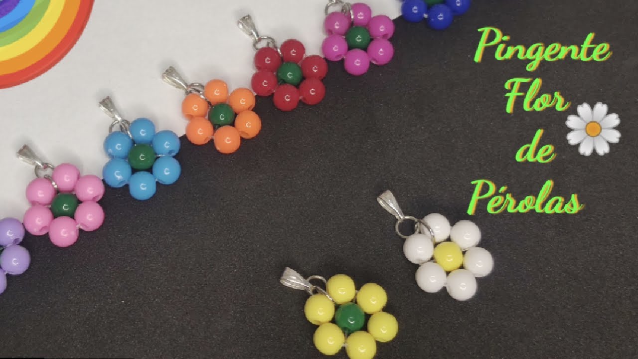Como Fazer Pingente Flor de Pérolas🌼para colares/pulseiras