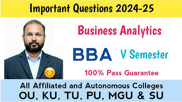 Business Analytics Important Questions 2024-25 BBA V Semester 5th Sem Imp OU KU PU TU SU MGU#abedsir