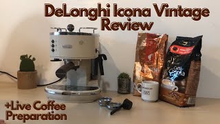 DeLonghi Icona Vintage Review ECOV 311.BG. Vintage Coffee & Espresso Machine Live Coffee Preparation