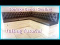 Diamond tufted storage bench seating  how to diamond tuft  upholstery tutorial faceliftinteriors