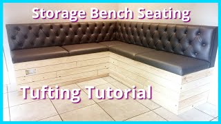 DIAMOND TUFTED STORAGE BENCH SEATING | HOW TO DIAMOND TUFT | UPHOLSTERY TUTORIAL| Faceliftinteriors