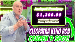 Big Win with Lucky Numbers on Cleopatra Keno Rob Cruzen 9 Spot!