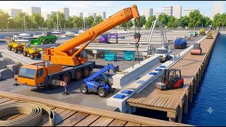 Mobile Crane Rebuilds a Riverside Marina | 3D Concrete Mission screenshot 5