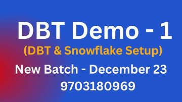 What is DBT | Data Build Tool Data Engineering | DBT Demo Videos | New Batch Dec 23rd  2025