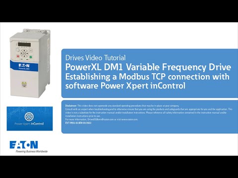 PowerXL DM1 variable frequency drive Establishing a ModbusTCP connection with Power Xpert inControl