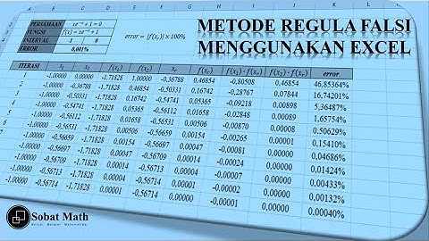 METODE NUMERIK | Mencari Solusi Persamaan Non-Linier dengan Metode Regula Falsi menggunakan Excel