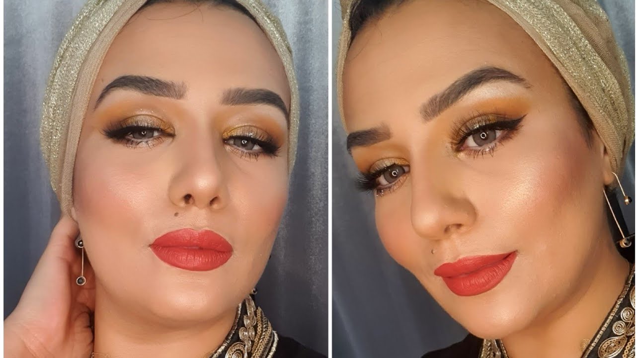 مكياج ذهبي مشرق  maquillage doré lumineux
