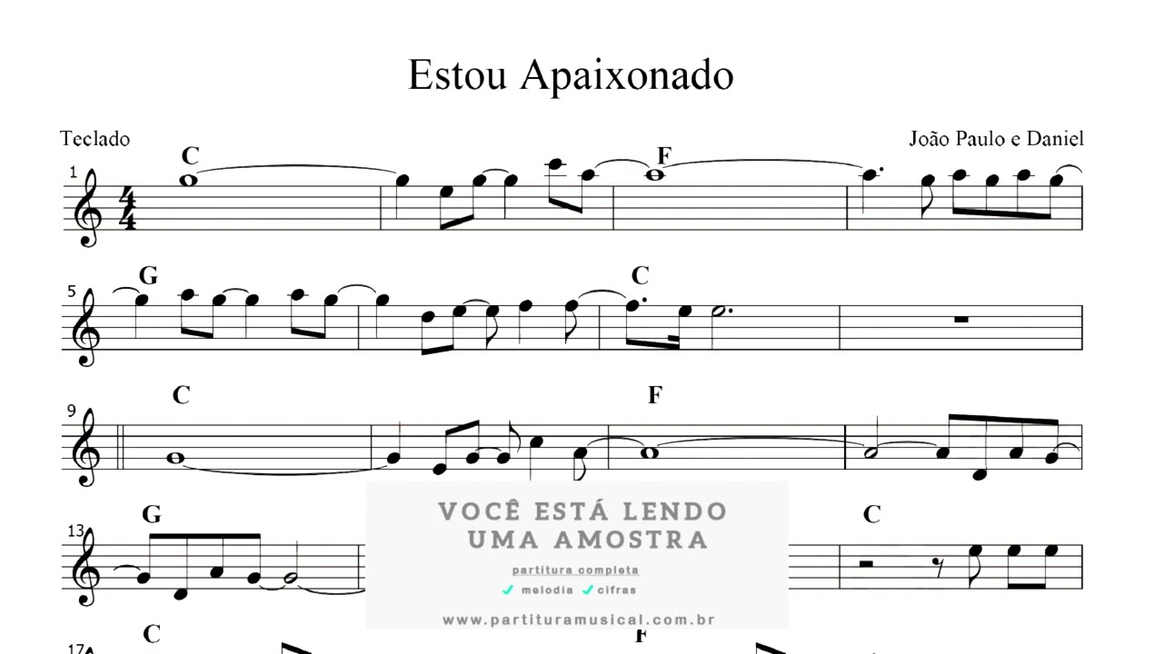 Estou Apaixonado (Teclado) Partitura - Sheet Music
