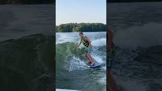Wake surfing progression #kids #family #lake #wakesurfing