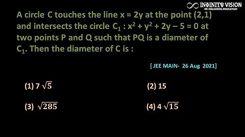 A circle C touches the line x = 2y at the point (2,1) and intersects the circle: Conic section
