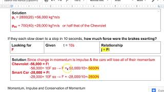Physics Topic 3 Cycle 1 Momentum & Impulse Example Problems