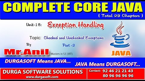 Core Java Exception Handling   checked and unchecked Exceptions   Part - 2