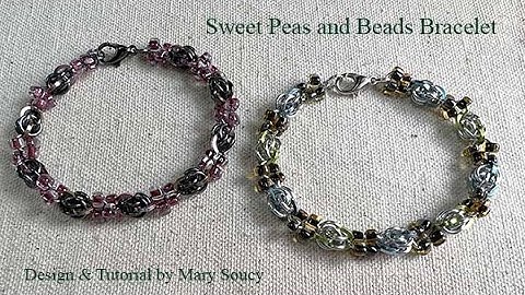 Sweet Peas and Beads Bracelet - Chainmaille and Beaded Bracelet