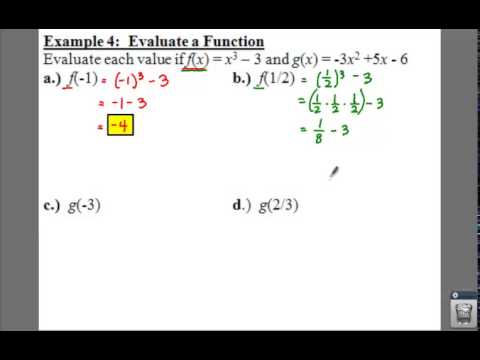 Algebra 2: 2.1 Notes: Example 4 - Evaluate a Function
