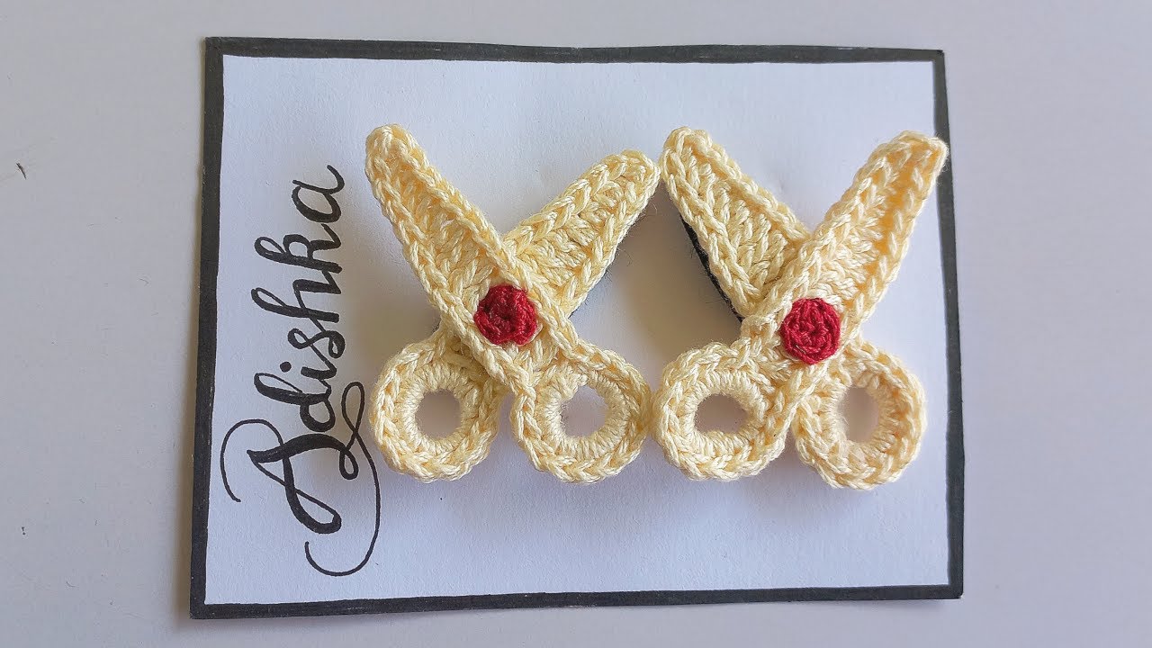 Crochet Scissor Hair Clip Tutorial - YouTube