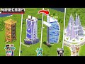 Minecraft MODERN FAMILY SKYSCRAPER BUILD CHALLENGE : NOOB vs PRO vs HACKER / Animation